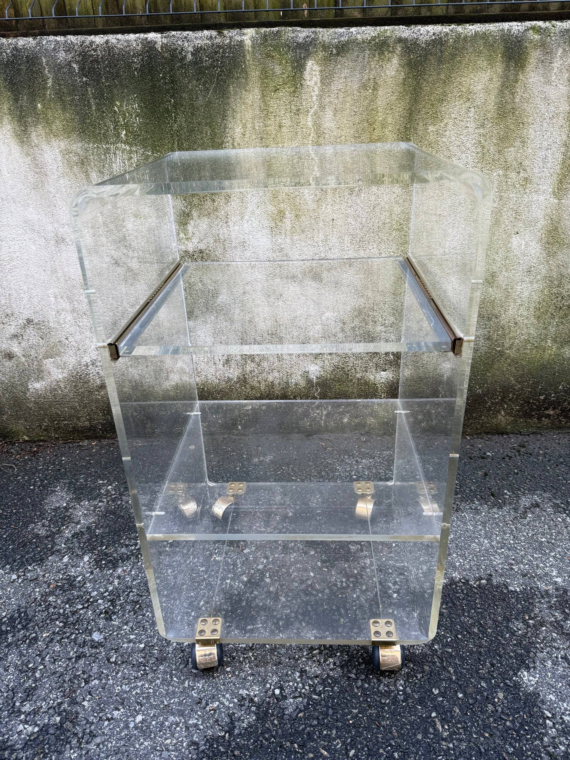 Rolling dessert trolley in plexiglass – Marais International – 1970s-1980s