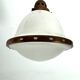 Vintage Industrial chandelier in copper and milk glass. Italy 1950s