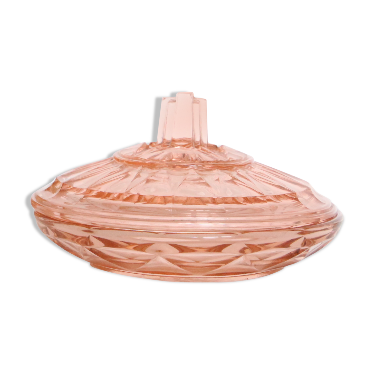 Pretty empty pink glass pocket, molded glass