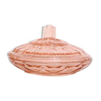 Pretty empty pink glass pocket, molded glass