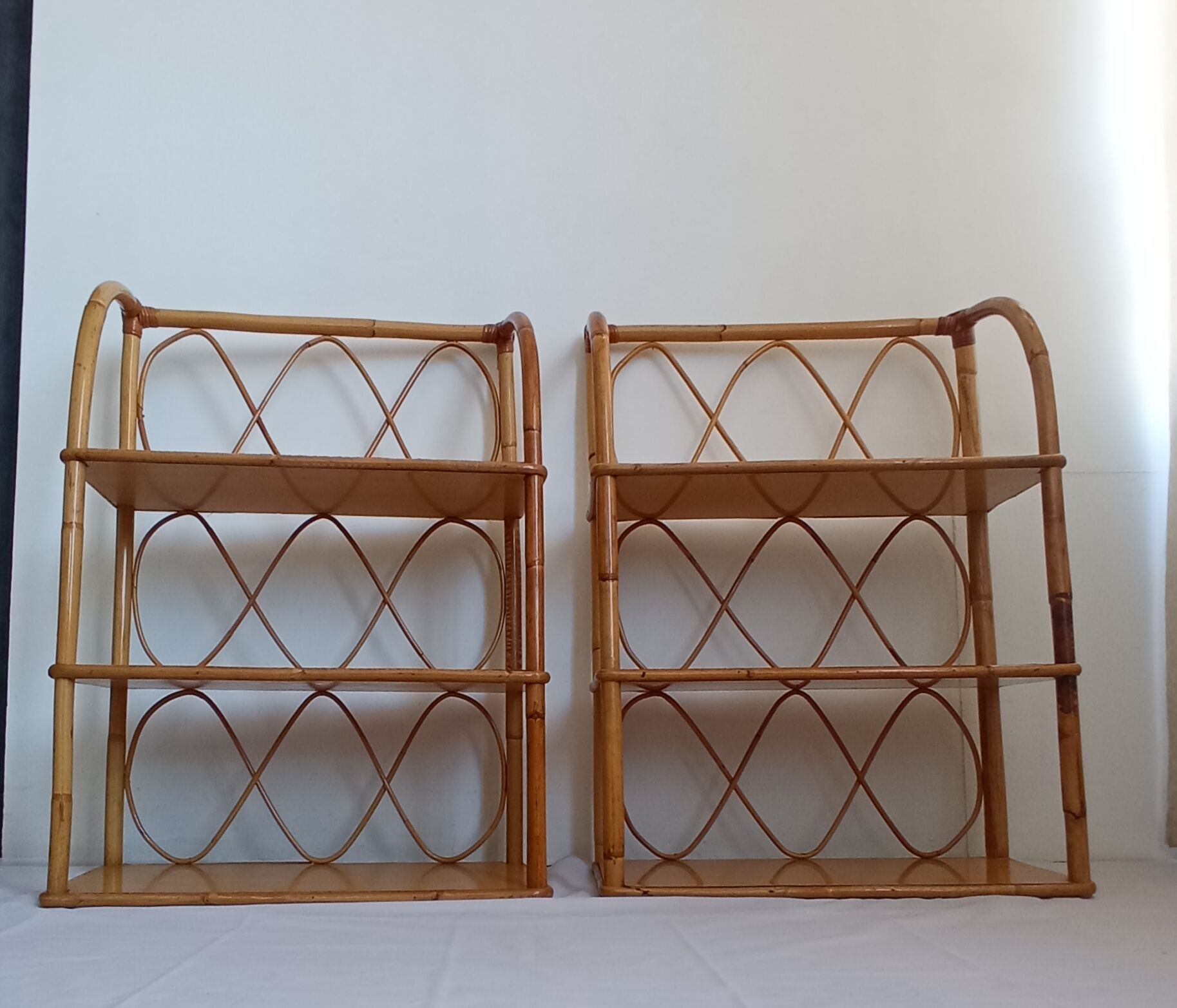 Set of bamboo shelves