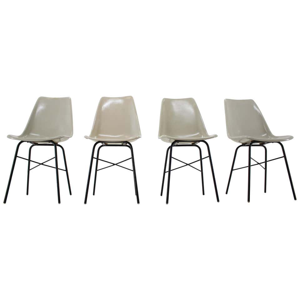 Set of 4 fiberglass dining chairs  Czechoslovakia, 1960