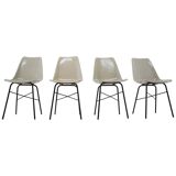 Lot de 4 chaises à manger en fibre de verre, Tchécoslovaquie, années 1960