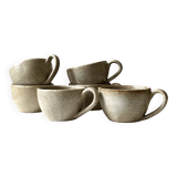 6-cup ceramic coffee service, handcrafted 1970.