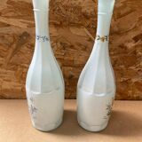 Pair of old glass bottles decor moustiers 18th century vintage kitchen
