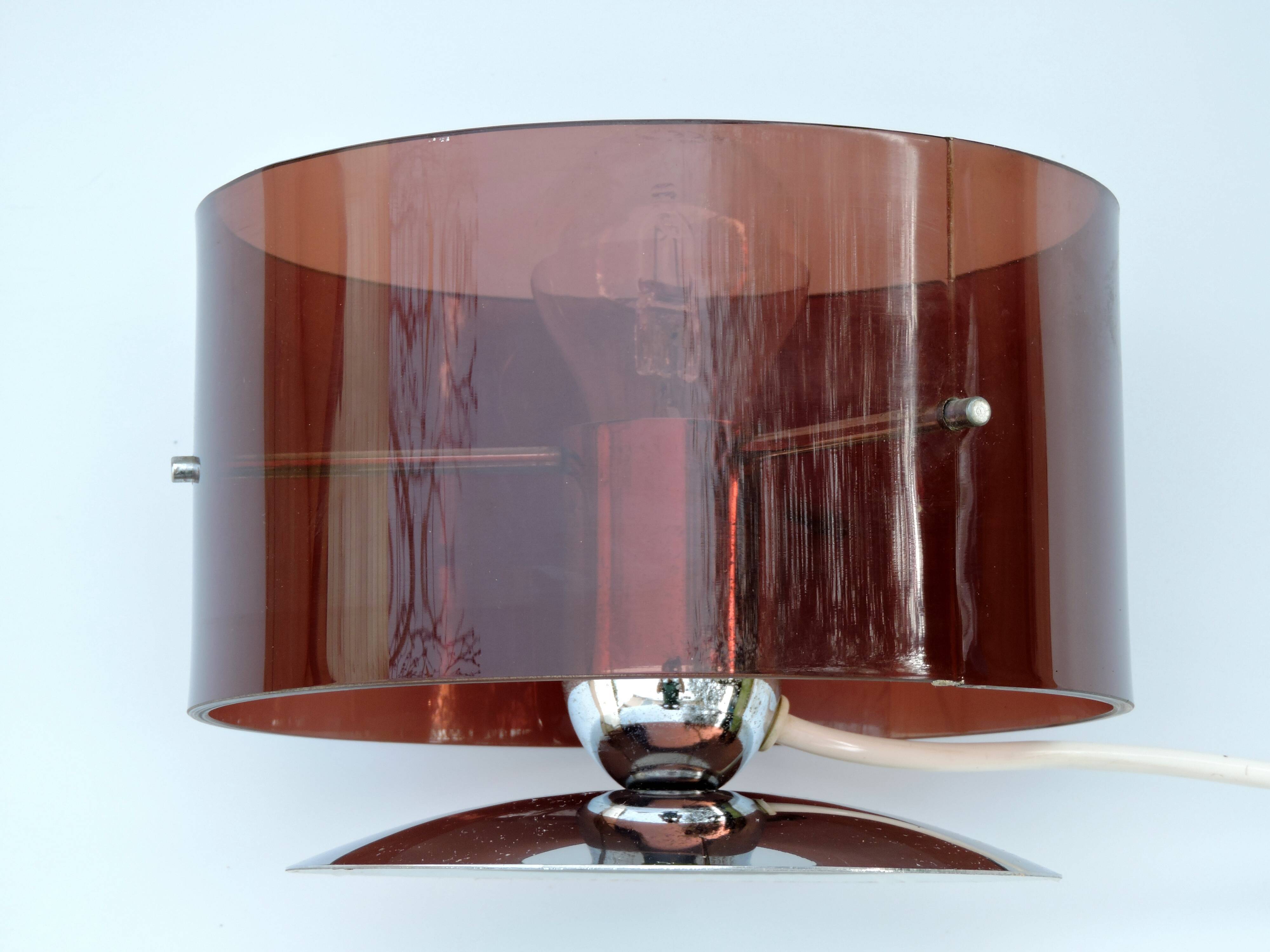 Table lamp Published by Oxar, circa 1972 Philippe Rogier in metal & smoked Altuglas