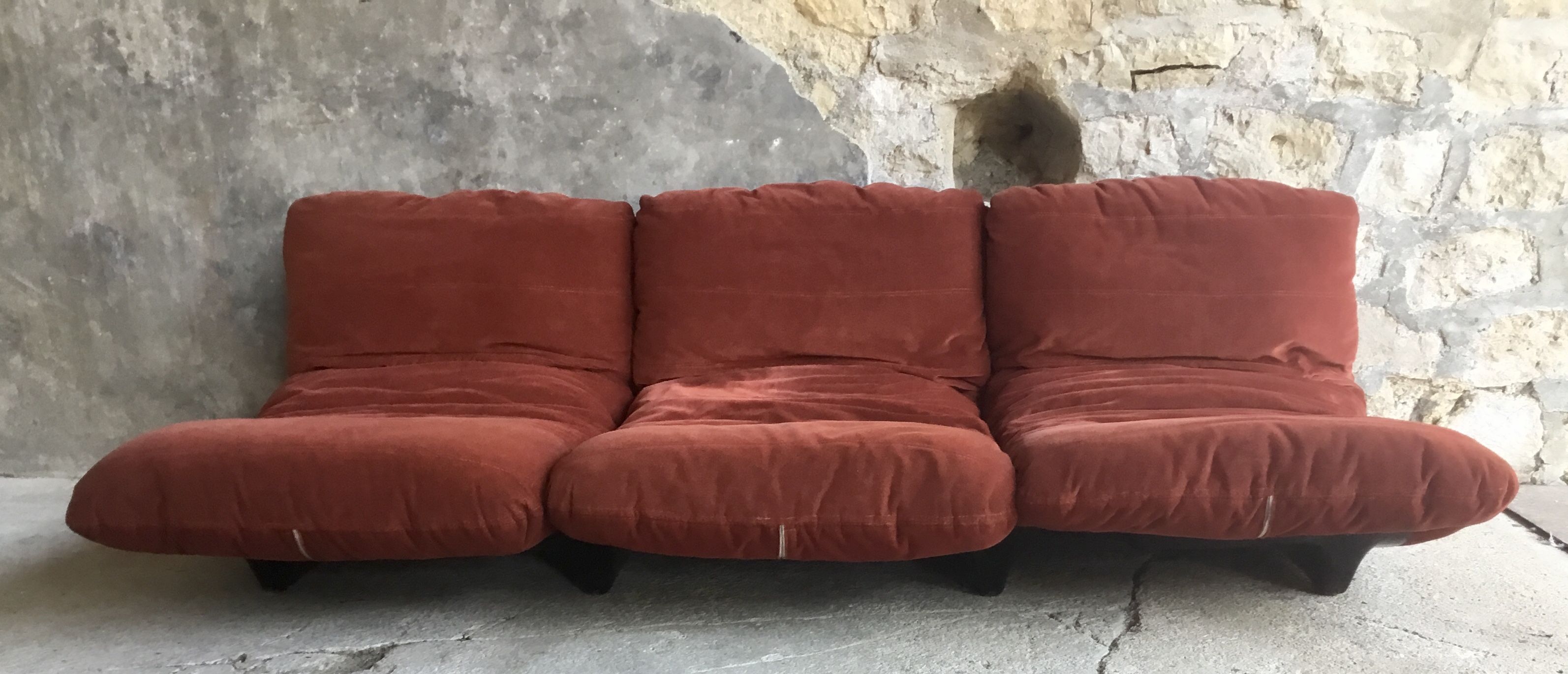 3-seater sofa marsala by Michel Ducaroy for Roset France - design 1970