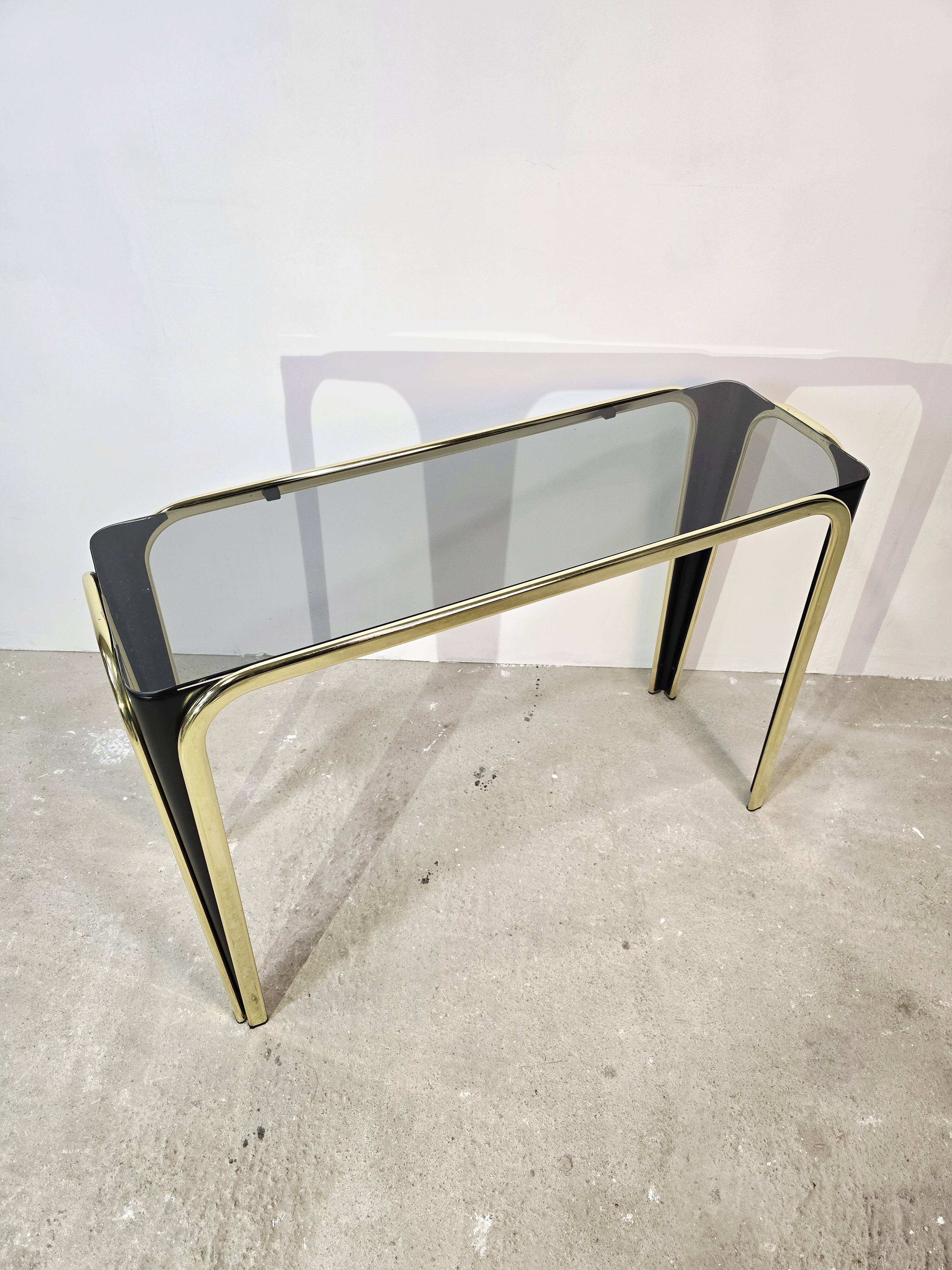 1950s glass and gold console table – Mid-century modern style