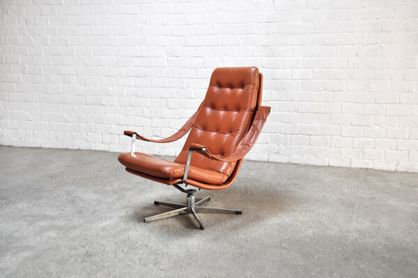 fauteuil En cuir Par Geoffrey Harcourt Pour Artifort, Années 1960