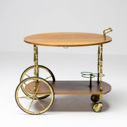 Brass and walnut bar cart by Cesare Lacca