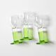 Set of 3 Vintage Limoncino Liqueur Glasses, Green Stem Shot Stemware / 1970