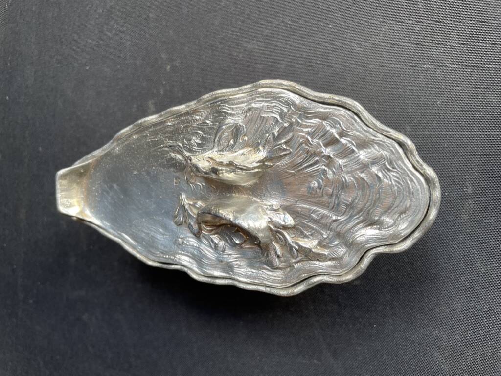 Gravy boat or oyster butter dish – Maurice Gouaillé – Silver plated metal & satin glass