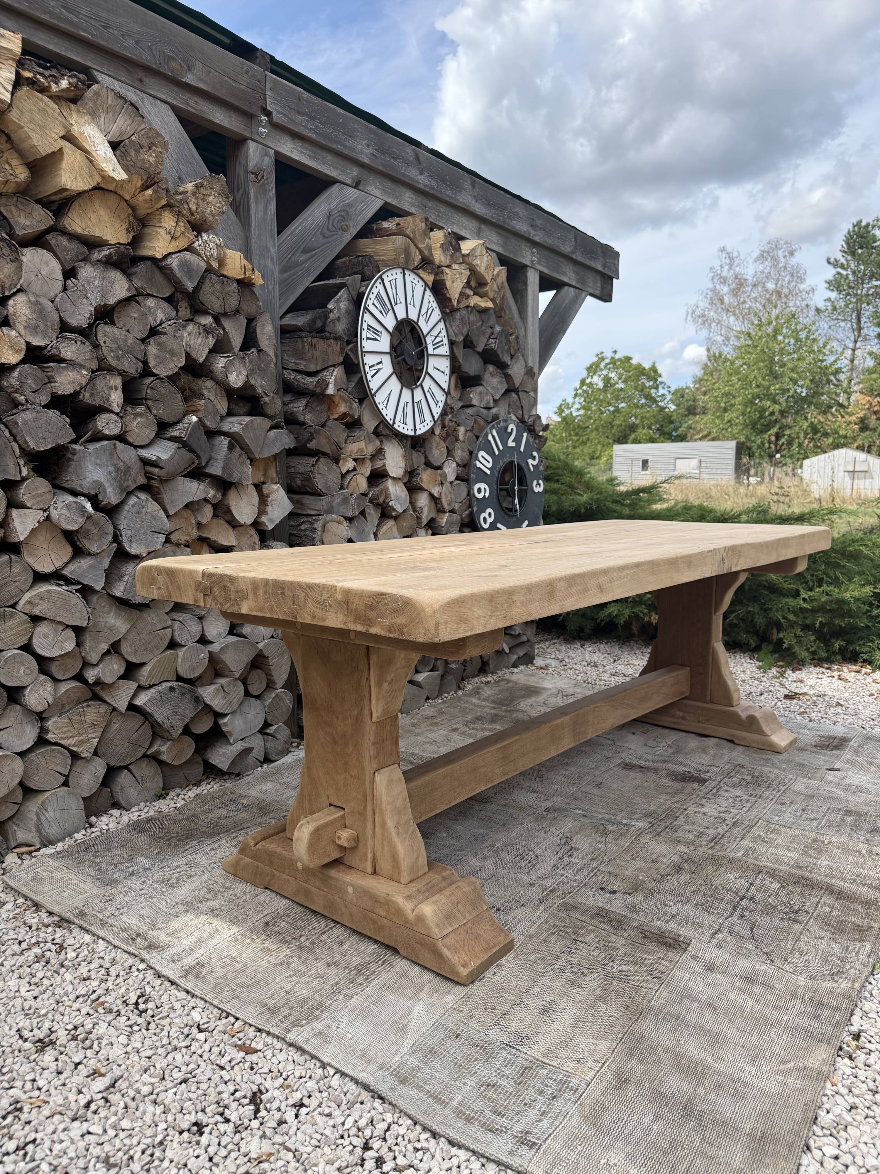 Monastery table, solid oak, 220cm.