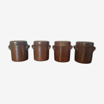 Set of 4 small pot in Bonny sandstone made in France with lid