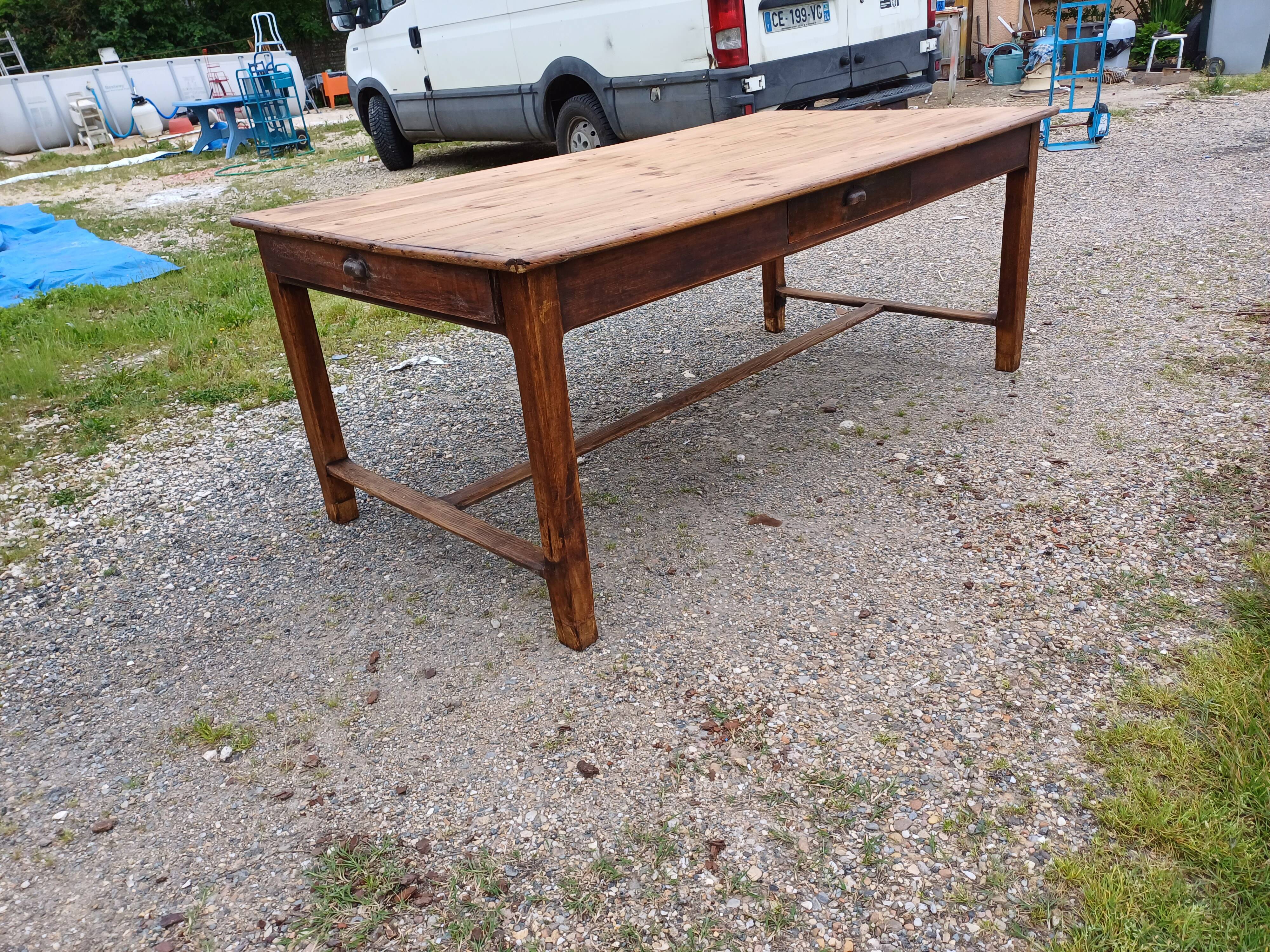 Country Pine Farmhouse Table, 4 Drawers.