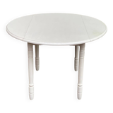 Louis Philippe round dining table with folding shutters repainted in beige grey