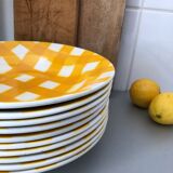 Assiettes creuses sarreguemines carreaux jaunes