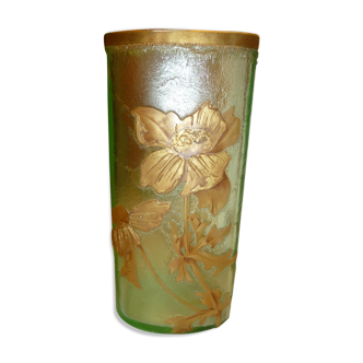 Montjoye enamelled glass vase,