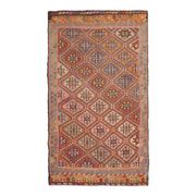 1970s Vintage Turkish Hand-Knotted Wool Cotton Brown Area Rug 157x277