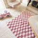 Pink and white Beni Ouarain checkered Berber rug in wool