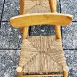 paire de chaises pour enfant vintage paillés 1950