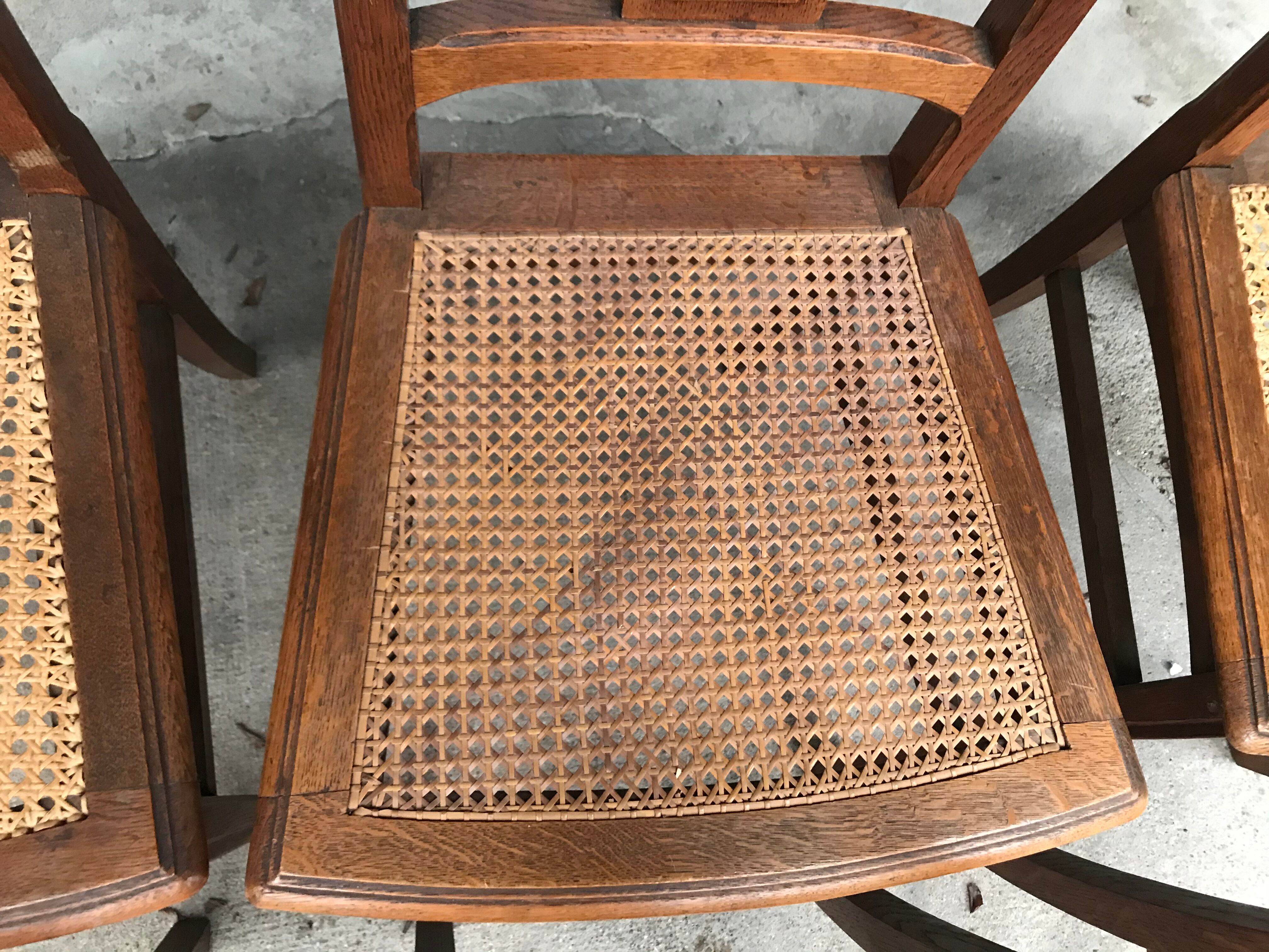 Suite of 6 chairs oak canage art nouveau