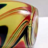 Black, Red and Yellow Encased Hand-Blown Murano Glass Flower Vase, Italy