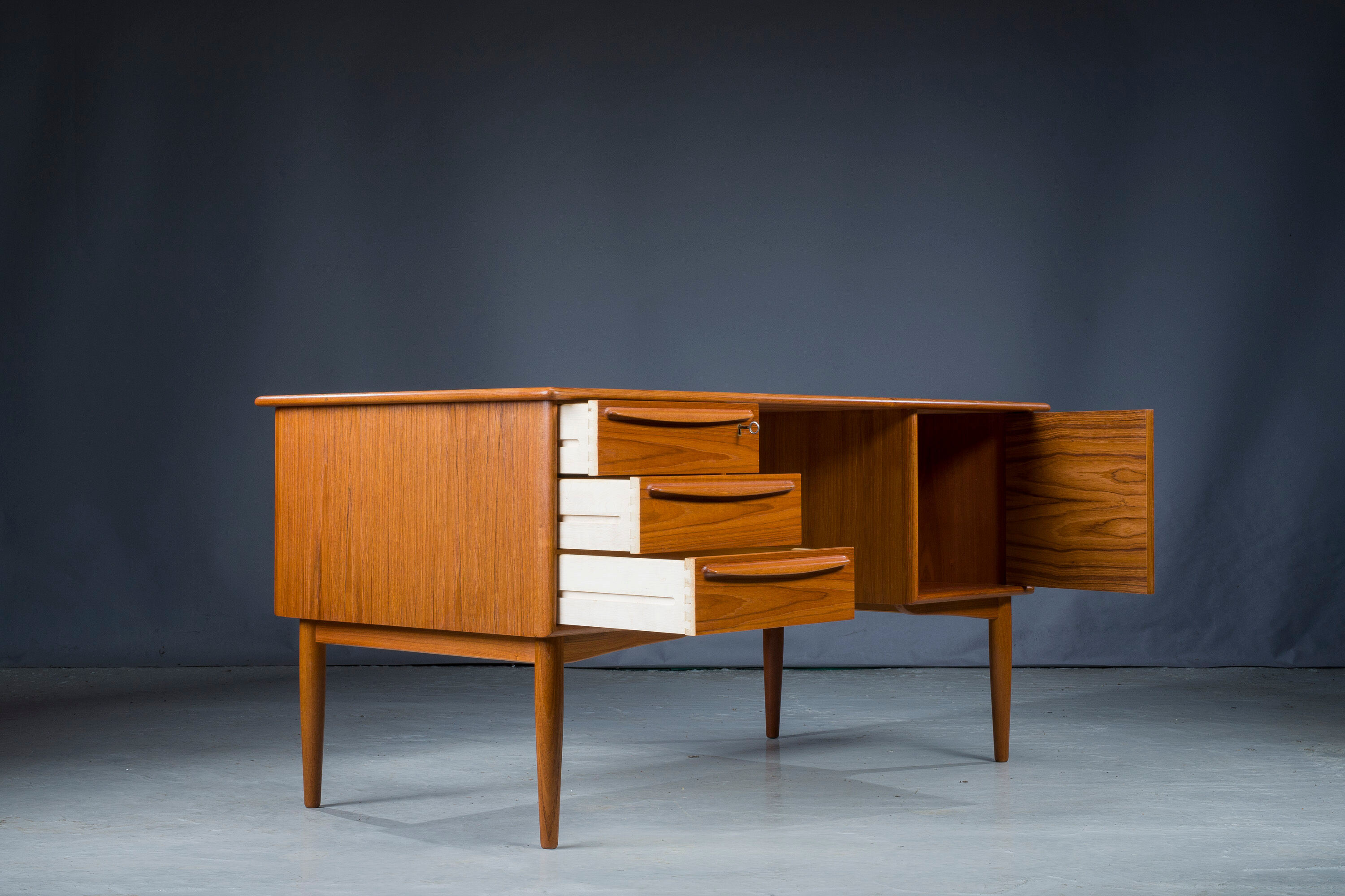 Mid-Century Danish Modern Desk Teak by Svend Madsen for Falster, 1970s