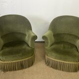 Pair of green toad armchairs