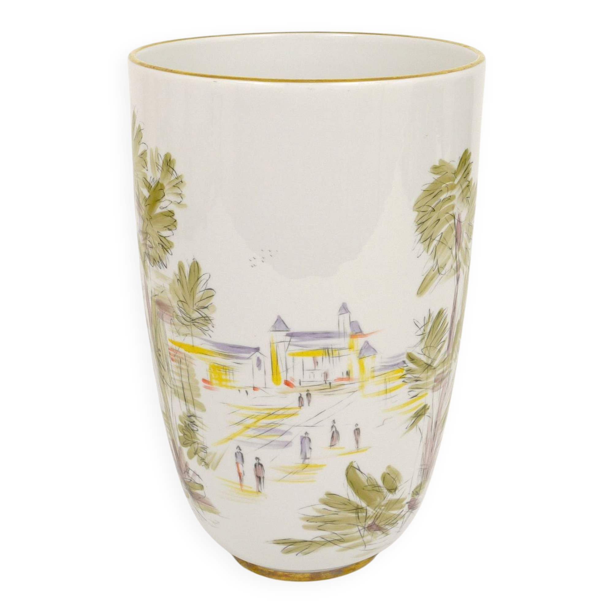 Large porcelain vase from the mid-century, hand-painted, Hutschenreuther, Selb, Germany, 1950s.