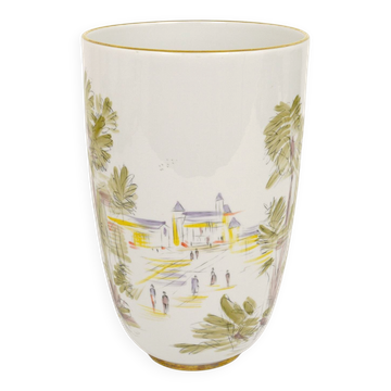 Large porcelain vase from the mid-century, hand-painted, Hutschenreuther, Selb, Germany, 1950s.