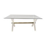 Table in plexiglass gold metal and beveled glass 1970s