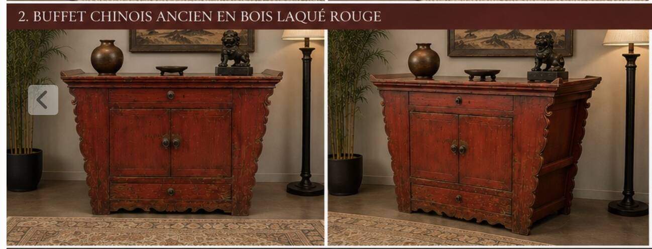 Old red lacquer Chinese buffet – Shanxi – elm – approx. 140 years old
