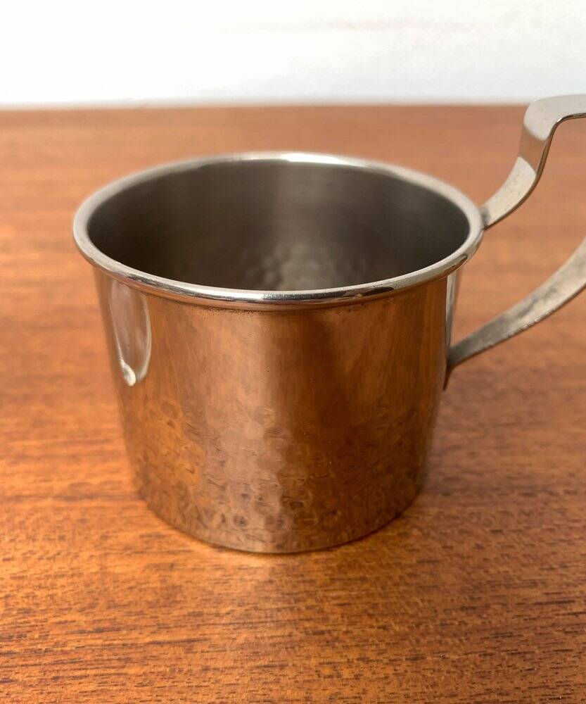 Vintage tea glasses RDA from East Germany by MUQ, Metallwarenfabrik Union Quedlinburg, set of 4.