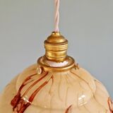 Suspension Art Déco en opaline marbrée, années 1920-30