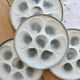 4 vintage oyster plates Moulin des Loups earthenware in blue-grey gradient