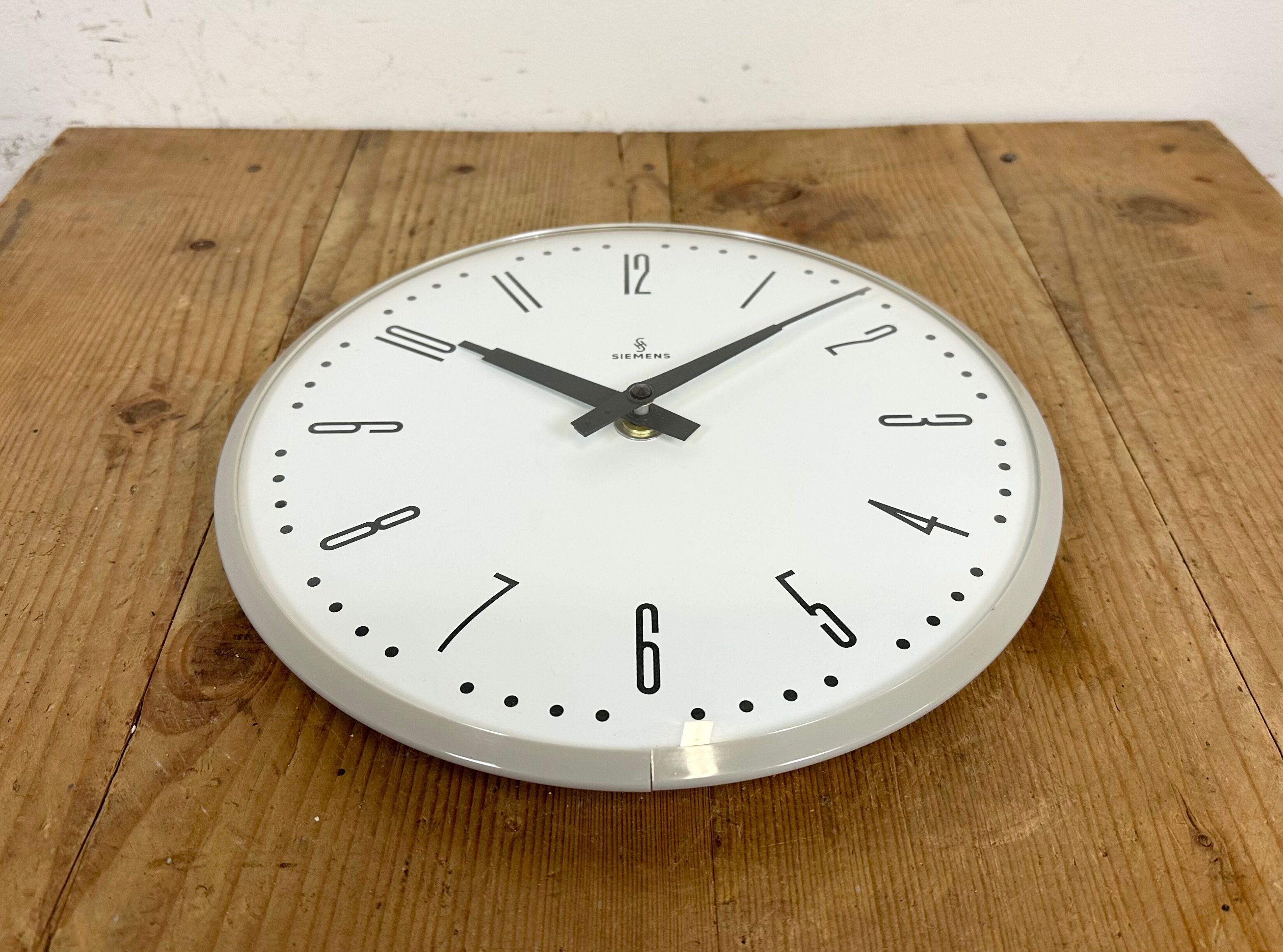 Grey Industrial Factory Wall Clock from Siemens, 1970s