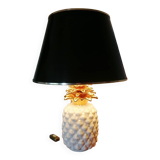 Vintage white and gold ceramic pineapple lamp