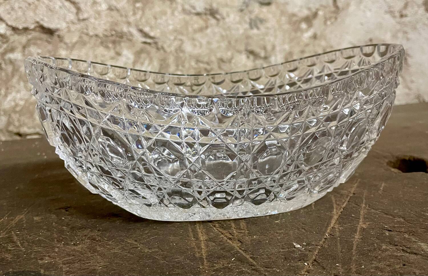 Antique cut glass bowl / crystal style – 1950s/1970s
