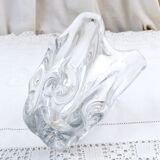 French vase, clear crystal glass, fluid organic shapes