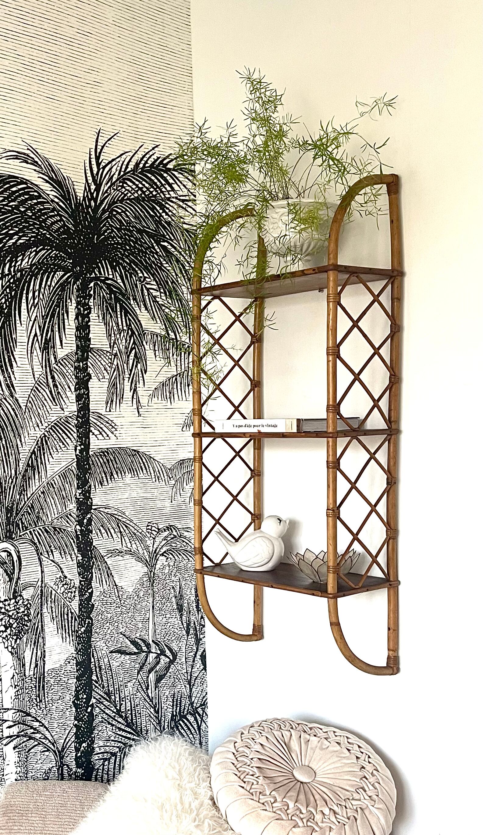 Rattan wall shelf 1960