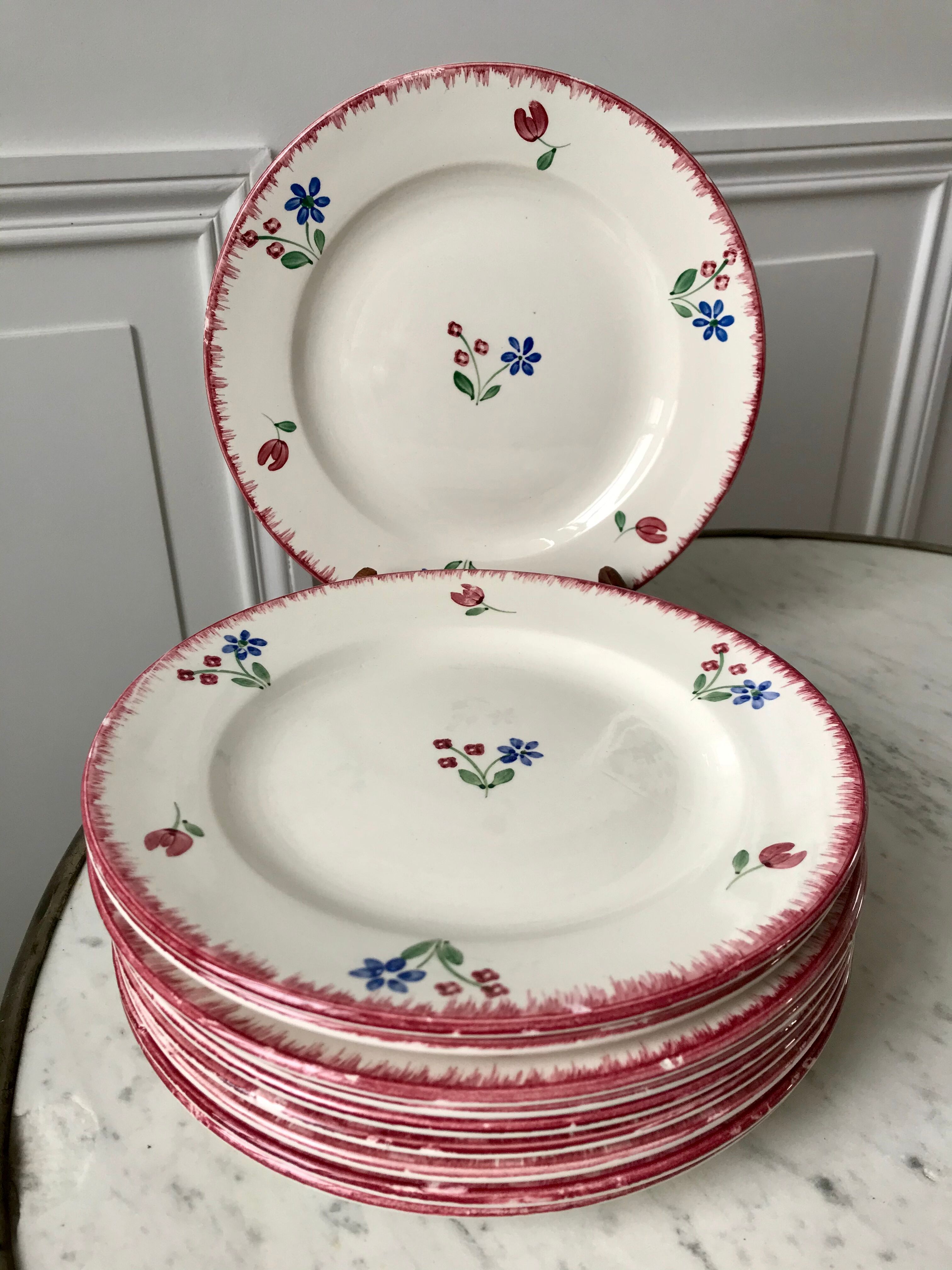 Set of 10 dessert plates badonviller model "dany" years 30-40