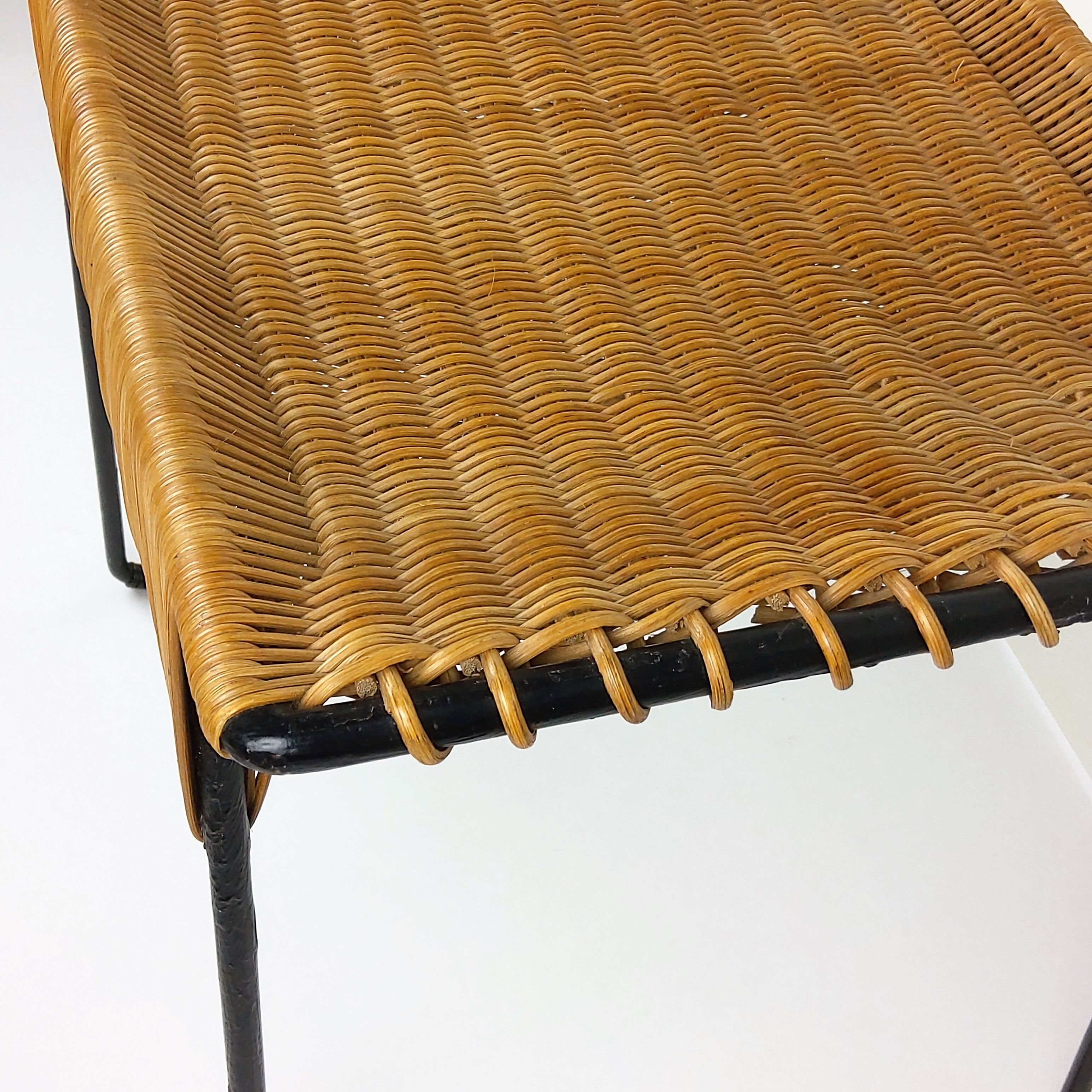 Vintage rattan and metal 1950