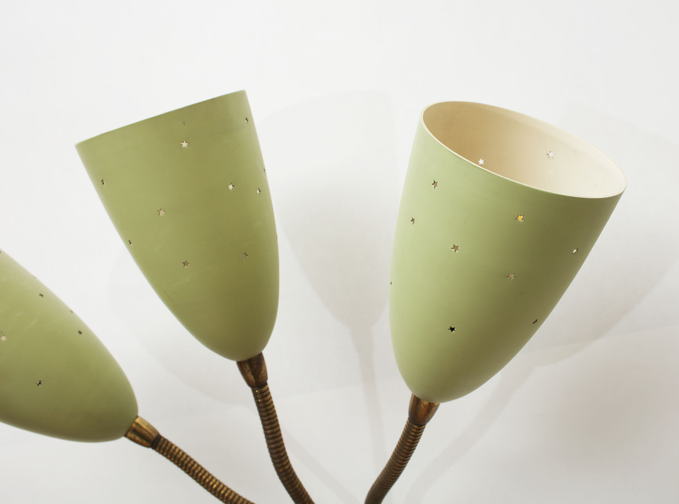 Italian wall lamp in green, for 3 bulbs 1950