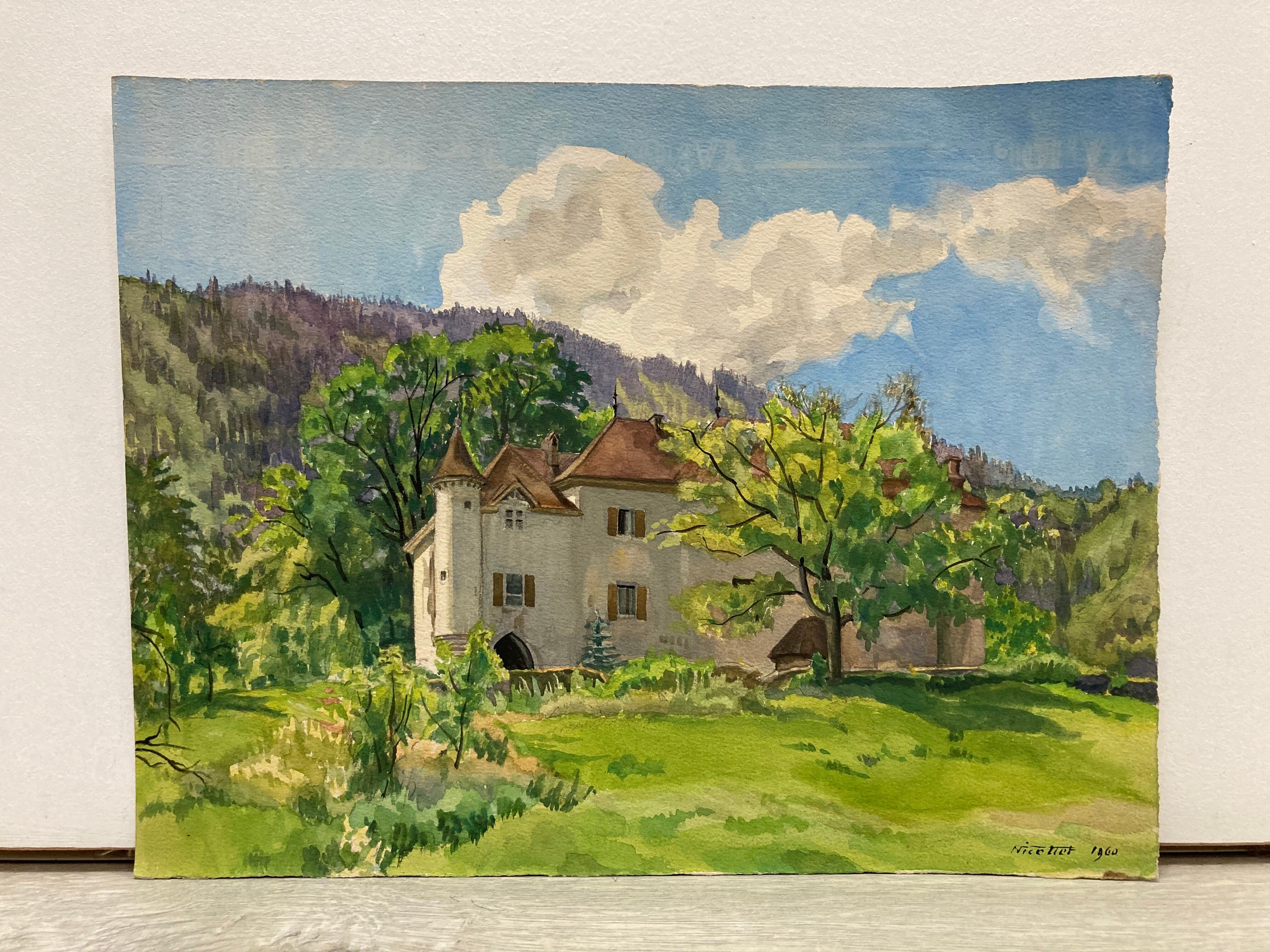 Watercolor vintage landscape