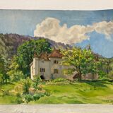 Watercolor vintage landscape