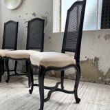 Set of 4 black lacquer chairs