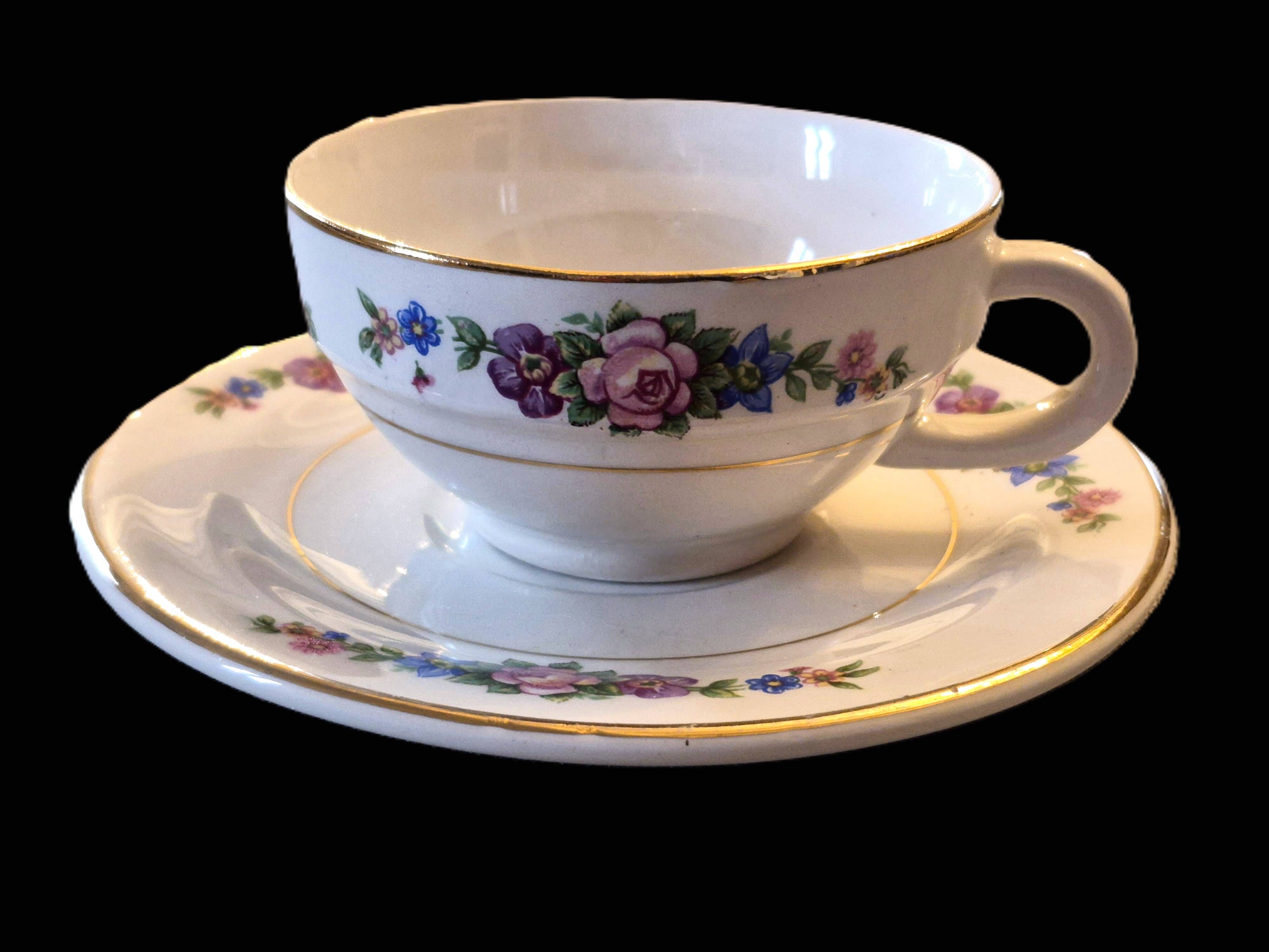 Set of 10 vintage cups and saucers "Angola" – Moulin des Loups