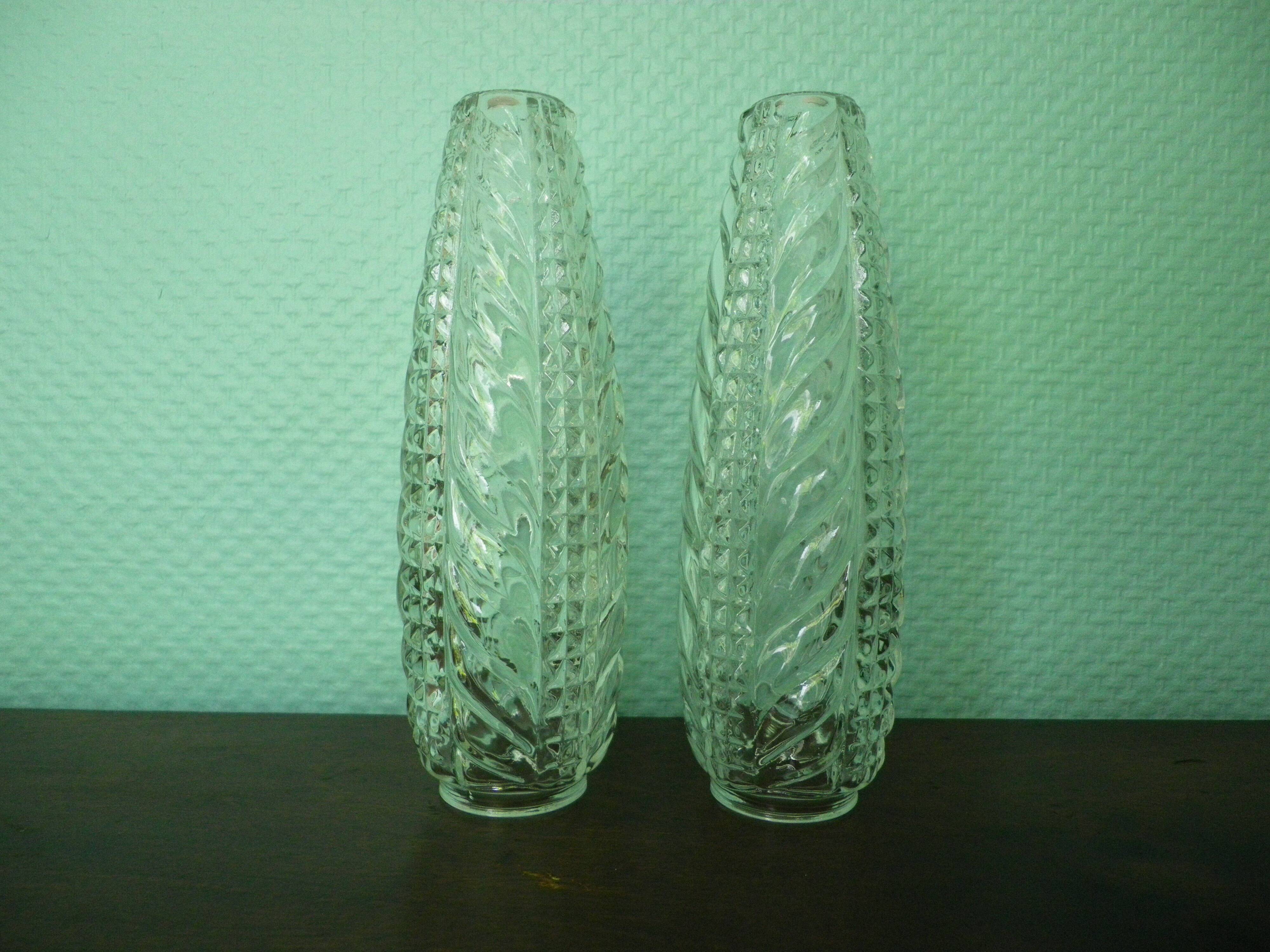 Vintage Glass Moulded Wall Sconces, 1960s, Set of 2