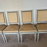 Chaise style Louis XVI assise velours beige doré